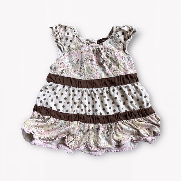 BOUTIQUE RABBIT MOON 6-9 mos BEIGE‎ BROWN DRESSY Tunic and Bloomer SET - Picture 2 of 5